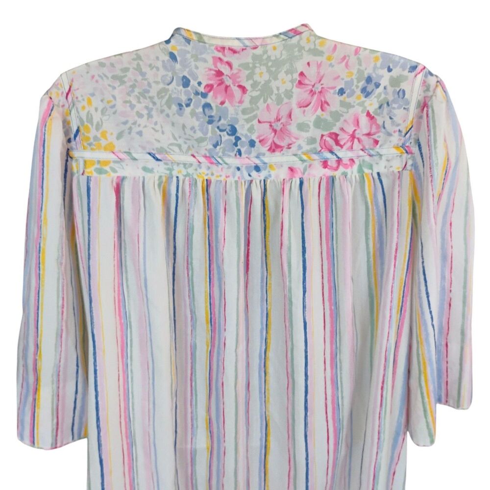 Models Coat Nightgown Robe Womens M/L White Kimono Striped Flower 3/4 Sleeve - Picture 4 of 16